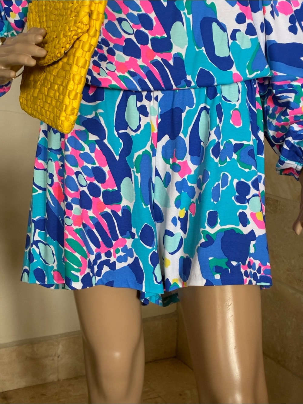 Lilly Pulitzer Lana Off-The-Shoulder Long Sleeve Romper - Size L - Picture 3 of 10